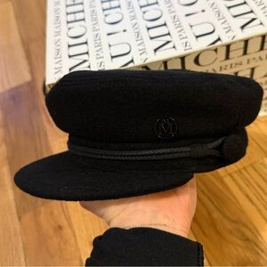 Maison Michel Paris New Abby Black Wool Sailor Cap